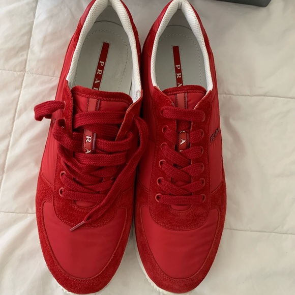 Men’s prada cloth trainers.